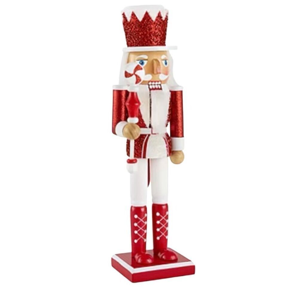 North Pole 14in Pepermint Staff Wood Christmas Solider Nutcracker Home Decor